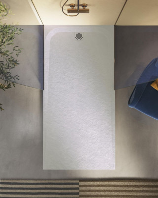 Receveur de douche Unic Slate aspect ardoise en akron aspect déco rectangulaire 140 x 70 cm blanc