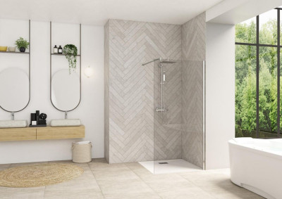 Paroi de douche Smart Design solo 225 x 80  chromé verre transparent