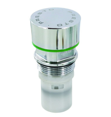 Tête interchangeable pour urinoir Presto 120 NEO/ Presto 12 A NEO. Déclenchement mécanique temporisé par bouton-poussoir. Temporisation 5 -7 secondes. Finition chromée. réf. 01245
