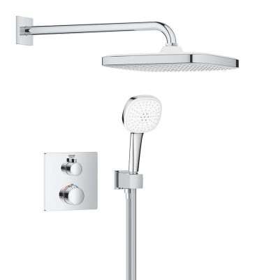 Pack façade pour douche encastrée pour bâti-douche Mono avec Tempesta Cube 250 / Grohtherm Chromé réf. 1039950000