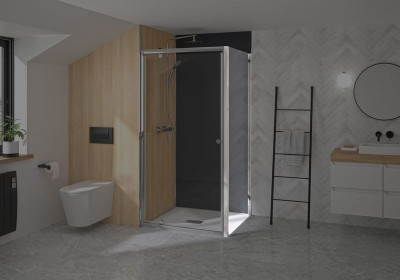 Paroi de douche Supra Fixe, pour montage en angle, 90, profilé chromé, verre transparent Réf : PA1572CTN