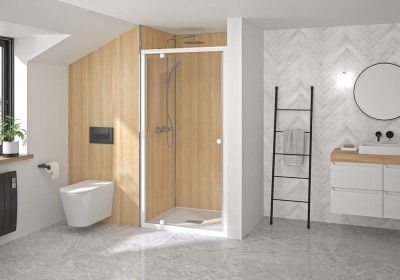 Paroi de douche Supra P, ouverture pivotante, 100, profilé blanc, verre transparent Réf : PA1523BTN