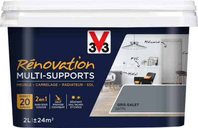 Peinture rénovation multi-supports gris galet 2.00LS V33