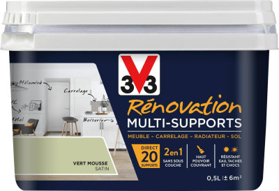 Peinture rénovation multi-supports vert mousse 500Ls V33