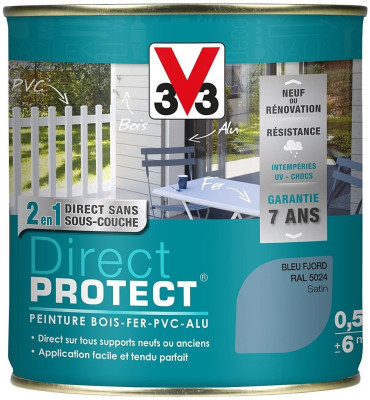 Peinture Direct Protect Satin Bleu Fjord 0,5L V33
