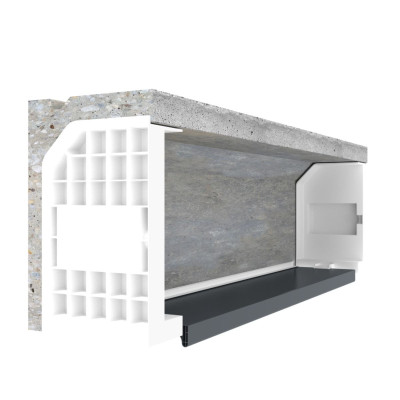 COFFRE 1/2 LINTEAU SOUS FACE L 400 MM TYPE BETON EVENO