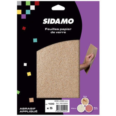 Blister De 5 Feuilles Papier De Verre 230x280 10910001 SIDAMO