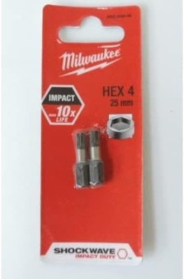 Lot 2 Embouts Hex4 Shw 25mm 4932352446 MILWAUKEE