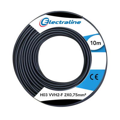 Câble HO3VVH2F 2X0.75mm2 Noir C10ML 60113025D ELECTRALINE CBB