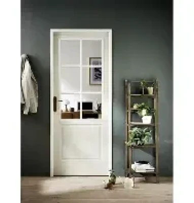 Bloc-porte Postformé droite vitré Veiné à recouvrement droite poussant huisserie 72mm 204x73cm