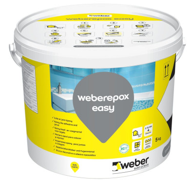 Mortier-colle de jointoiement weberepox Easy gris ardoise seau de 5kg