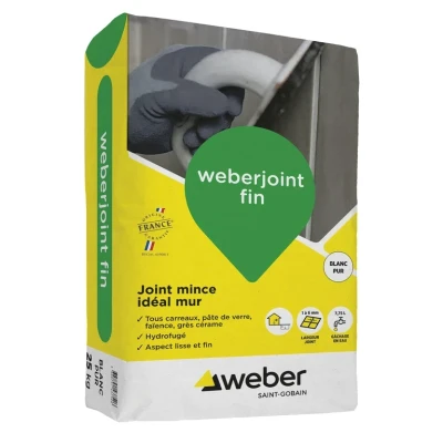 Mortier WeberJoint Fin Gris Ciment 25 Kg WEBER