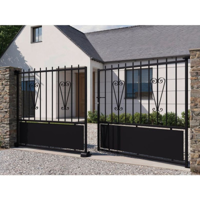 Portail Battant Vance Acier Noir droite 140x350cm