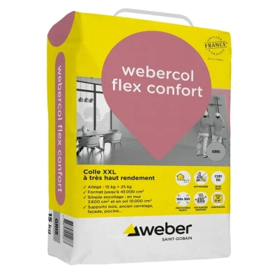 Colle à carrelage Weber Colle Flex Confort Gris 15kg WEBER