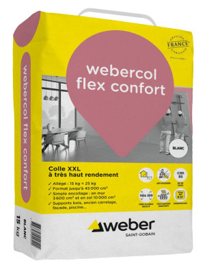 Colle à carrelage Weber Colle Flex Confort Blanc 15kg WEBER
