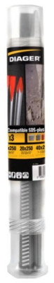 Pack 3 pics et burins SDS-Plus 65x55x250mm 3000G DIAGER