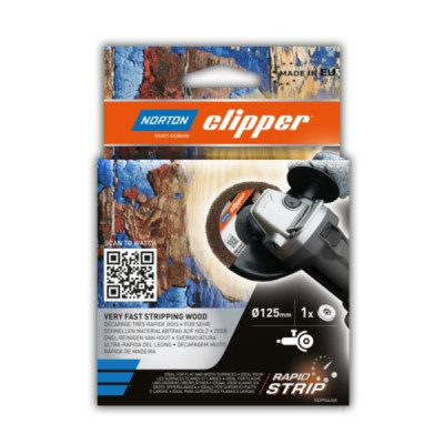 Disque non tissé Rapid'Strip bois pour meuleuse 125x22,3mm Réf. 5539554268 NORTON-CLIPPER