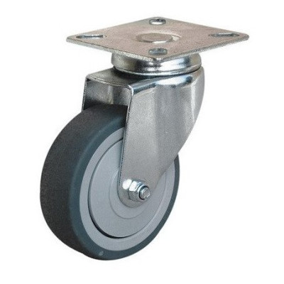Roulette Caoutchouc Gris Pivotante 100mm NORAIL