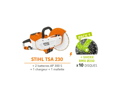 Lot Découpeuse Tsa230 Stihl+Batt+10 Disques Pro Tt 11130594	SIDAMO