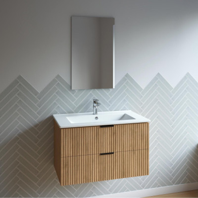 Meuble salle de bain simple vasque 80cm bois MDF ondulé