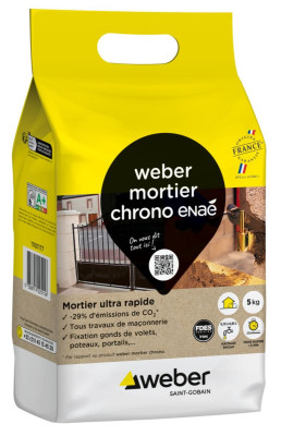 MORTIER CHRONO POUR TRAVAUX DE MACONNERIE RAPIDE 5 KG WEBER