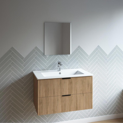 Meuble salle de bain simple vasque 60cm bois MDF ondulé