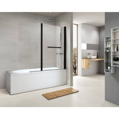PARE BAIGNOIRE LIGNE 2 VOLETS VTNET-NOIR L120 H140