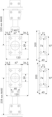 Verrou 4 points Zenith 1550 haut et bas à bouton cylindre de 45mm gauche - ISEO - 15500455.5