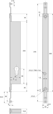 Serrure à larder 2 points à engrénage 41mm pour tringe plate - STREMLER - 2271.41.TI24