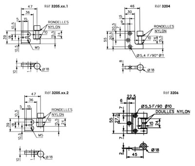 Paire de fiches en applique chromé mat - STREMLER - 3206.31.0