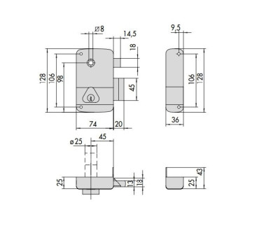 Serrure vertical fouillot, cylindre de 45 gauche - CISA - 3005044000