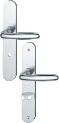 Ensemble sur plaques aluminium VERONA à condamnation finition F1 aspect argent - HOPPE - 758098