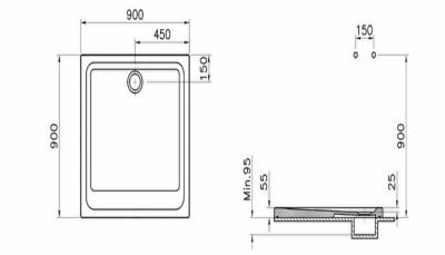 Receveur de douche ARKITEKT carré 90x90cm antidérapant - VITRA - 5806L003M0578