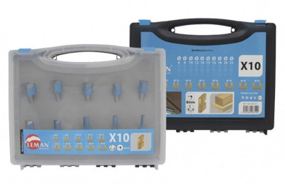 Coffret de 10 mèches à rainer droites DEF.428.10 de 6 à 25mm - LEMAN - 428.700.10