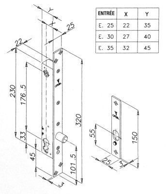 Pêne piston rotatif rond PRIMABASE sans béquille à rupture en acier - OPERA - 25600-25
