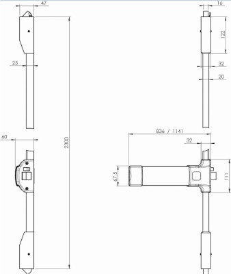 Antipanique PUSHBAR 90+ L845 3PTS blanc - JPM - PJ3000-68-0A