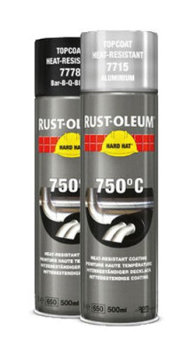 Peinture finitions Hard Hat® haute température noir satiné 750° 500ml - RUST-OLEUM - 7778