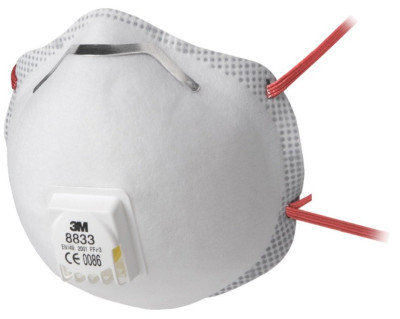 Boîte de 10 masques respiratoires coques jetables série 8833 FFP3 RD avec soupape blanc - 3M - 7100057145
