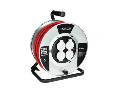 Enrouleur électrique 25 m H07RN-F 3G 2,5 mm2 flasque acier - HANGER - 600009