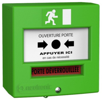 Déclencheur manuel Vert 2 contacts étanche IP 65 - NEUTRONIC - 4714V3C