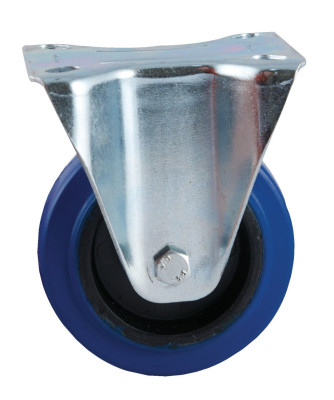 Roulette D160mm caoutchouc bleu platine fixe - AVL - 527825O
