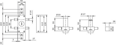 Verrou PERFECTA 3 points double entrée cylindre à pompe de 50mm - ISEO – 910235