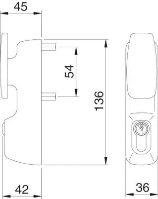 Module bouton tirage fixe à clé Noir - ISEO - 94013005