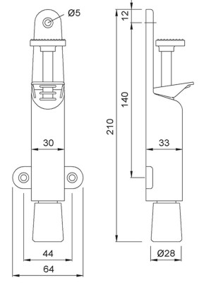 Arrêt de porte vertical 50 1082 02 argent - KWS - 108202
