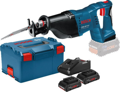 Scie sabre 18V GSA 18V-LI + 2 batteries ProCore 18 V 4 Ah + chargeur + L-Boxx - BOSCH - 060164J00Q