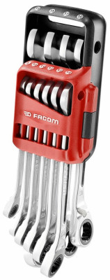 Jeu de 10 clés mixtes à fourche à cliquet métriques - FACOM - 467BR.JP10PB