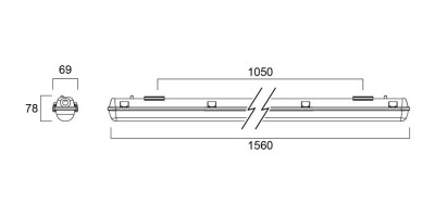 Boîtier vide START WATERPROOF pour deux tubes LED L1500mm - SYLVANIA - 0047924