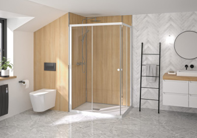 Paroi de douche SUPRA III A 80CM accès d’angle coulissant gauche fixe droite - KINEDO - PA1581BTND