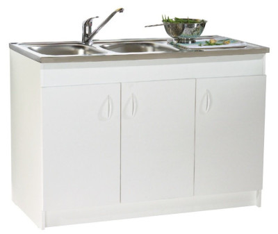 Meuble sous évier SIM blanc 16 mm 2 portes largeur 800mm - NEOVA - S12N02080