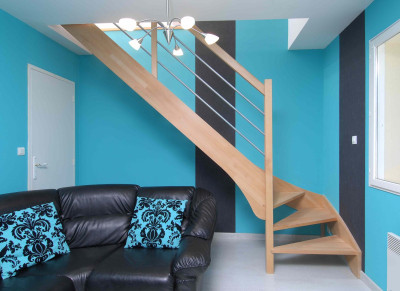Escalier bois tournant bas hauteur max 2780mm